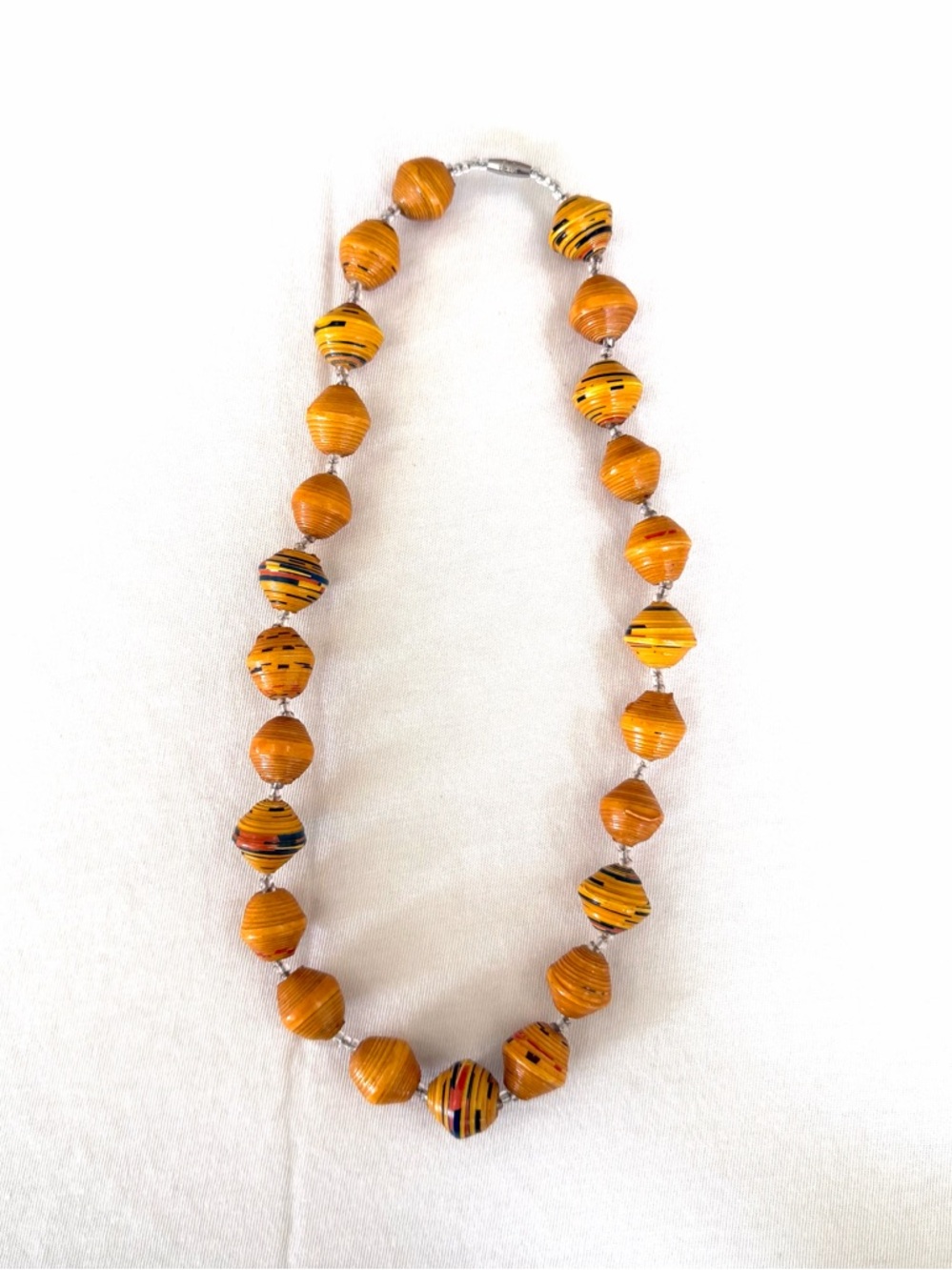 Handmade Boho Paper Bead Wrap Necklace – Multicolor